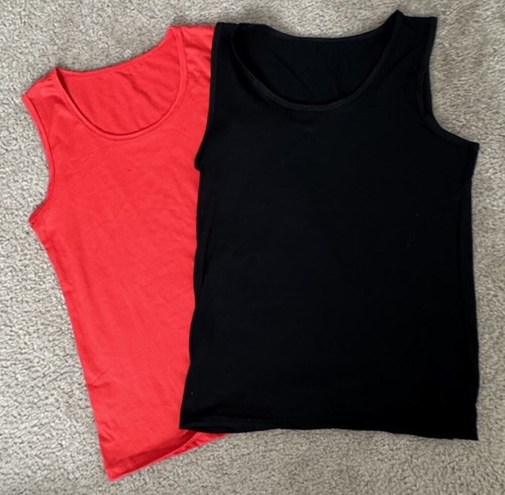 Women’s Large Tank Tops Lot of 2 Black Red Soft Stretch Sleeveless Basics NWOT